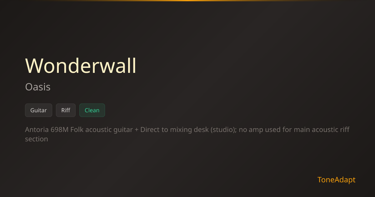 Wonderwall by Oasis — Riff Tone Settings | ToneAdapt